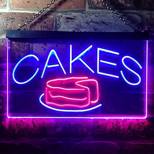 Bakery Cakes Dual LED Neon Light Sign